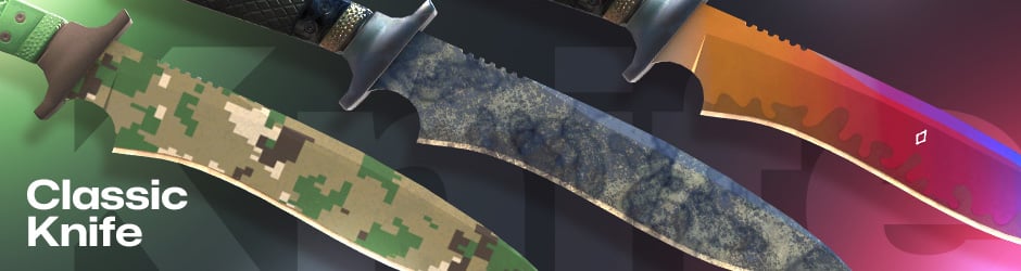 Classic Knife shown here as part of CS2 all knives, bringing back nostalgic CS2/CS:GO knife types from early Counter-Strike