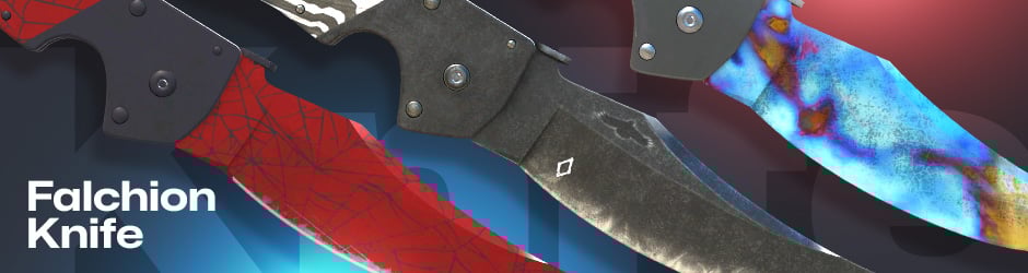 Falchion Knife, a budget-friendly curved blade from all the knives in CS2/CS:GO with a unique opening style