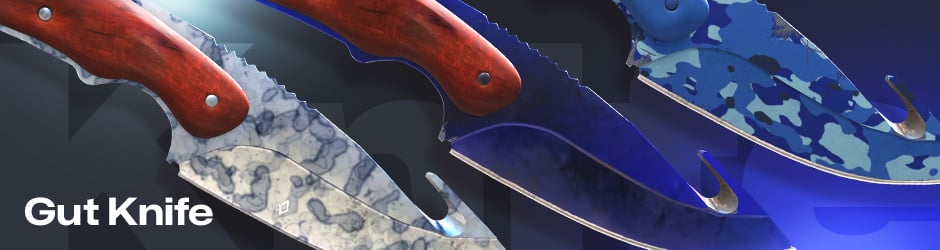 CS2/CS:GO Gut Knife featuring a hooked blade from all CS2/CS:GO knives, ideal for standout skins