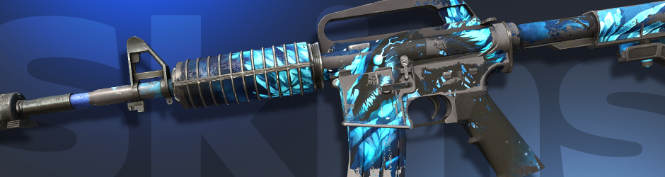 M4A1-S | Nightmare, a highest float CS2 (CS:GO) skin with visible damage yet retaining the eerie monster design.