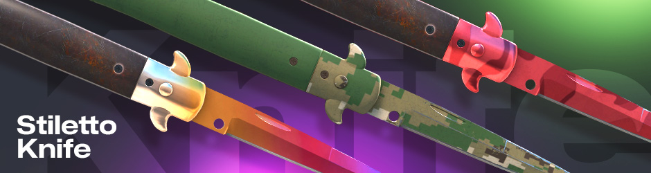 Stiletto Knife from CS2/CS:GO types of knives, slim and fast with classic switchblade styling