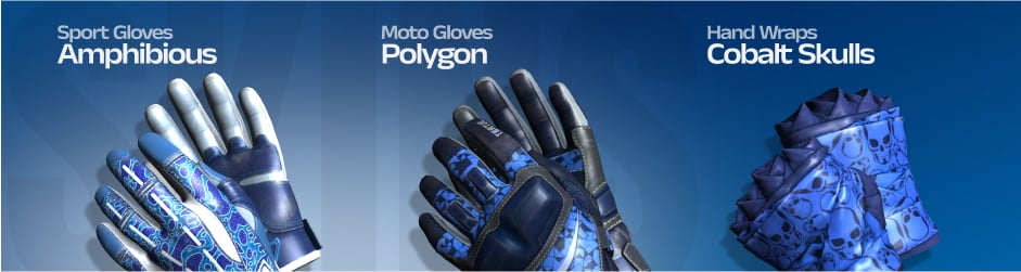 Sport Gloves | Amphibious, Moto Gloves | Polygon, and Hand Wraps | Cobalt Skulls are stylish and durable blue skins for CS2 gloves that combine blue with sleek patterns and protective designs.