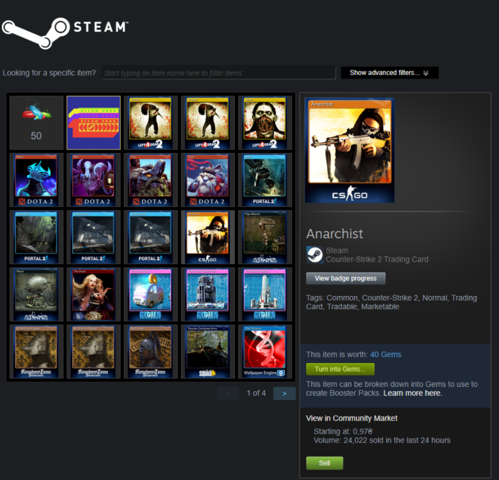 How to sell cards quickly on Steam