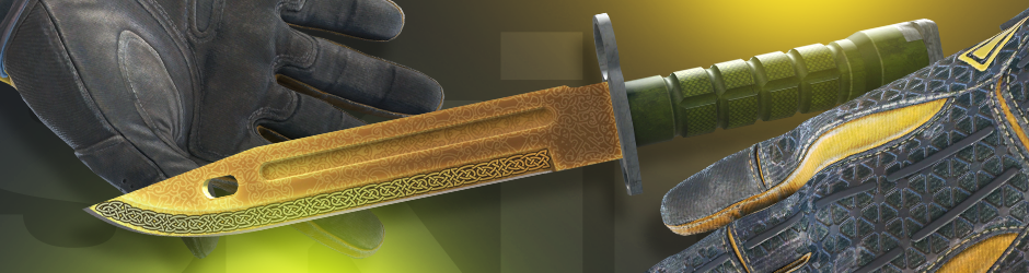 A combination of Sport Gloves Omega and Bayonet Lore