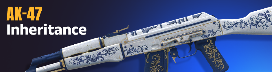AK-47 | Inheritance featuring elegant detailing stands out among all white CS2 skins, combining classic design with modern minimalism