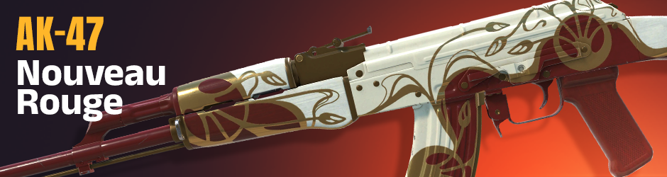 The AK-47 | Nouveau Rouge blends striking red accents with a light base, offering a unique twist among white CS2 skins