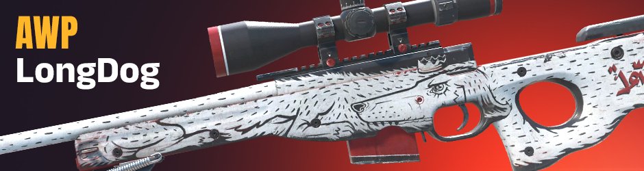 AWP | LongDog features bold illustrations on a pale background, earning a place in any list of best white CS2/CSGO skins