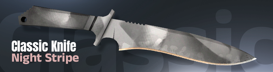 CS2 Classic Knife in the Urban Masked style, with a blade camouflaged in shades of gray and white urban patterning