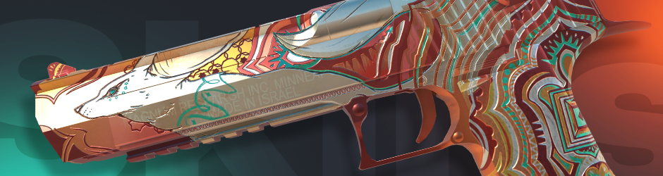 Desert Eagle Fennec Fox in vibrant orange with white accents, a rare CS2 orange and yellow skin