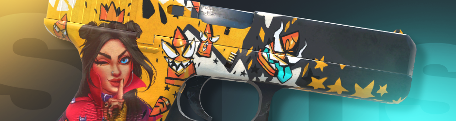 Glock-18 | Bullet Queen with bright yellow comic-style art, vibrant yellow CS2 skin