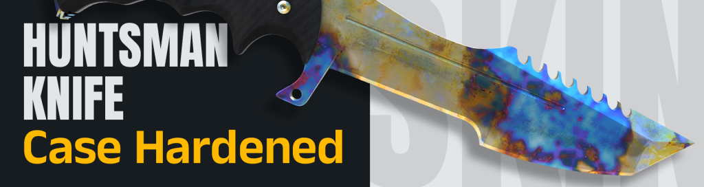 With a striking mix of blues and purples, the Huntsman Knife Case Hardened in CS2 provides a vibrant and dynamic appearance
