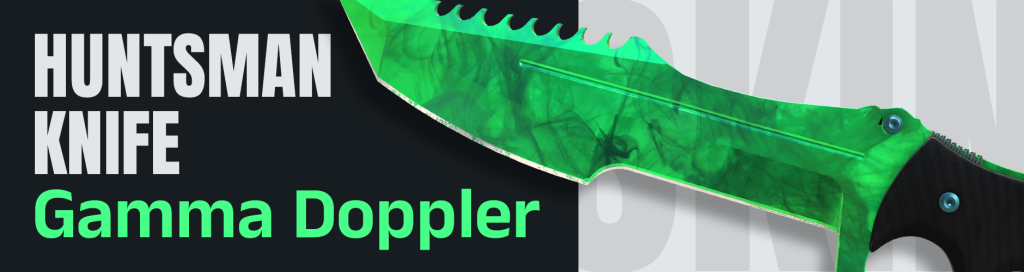 Stand out in CS2 with the Huntsman Knife Gamma Doppler, featuring stunning green and blue hues for a truly one-of-a-kind look