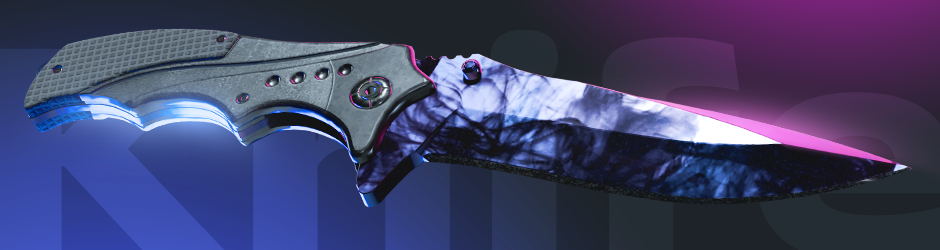 Nomad Knife Doppler Black Pearl from CS2 featuring sleek dark tones with violet shine — rare Nomad knife skin for CS2 collectors