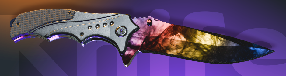 Nomad Knife Marble Fade skin from CS2 combining fiery red, yellow, and blue patterns — standout design among all Nomad knives CS2