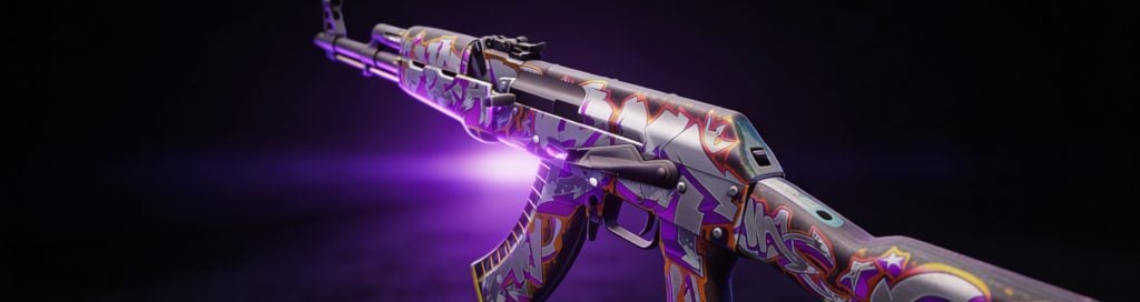 AK-47 | Head Shot is a bright graffiti-inspired covert skin CS2 for aggressive players