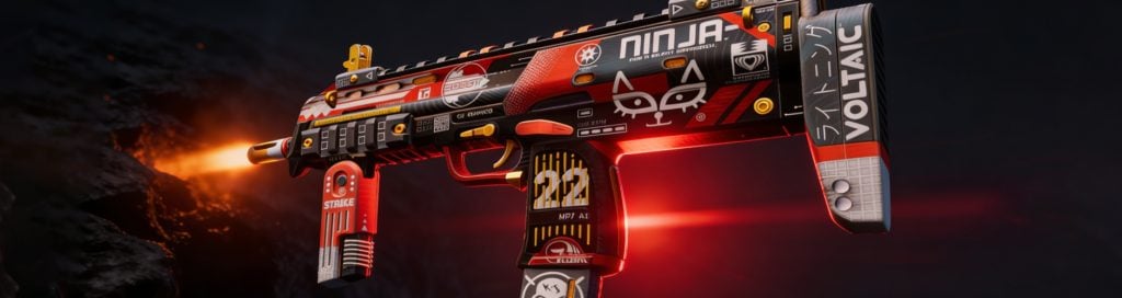 MP7 | Bloodsport from the covert skins CS2 collection with a futuristic red and white design