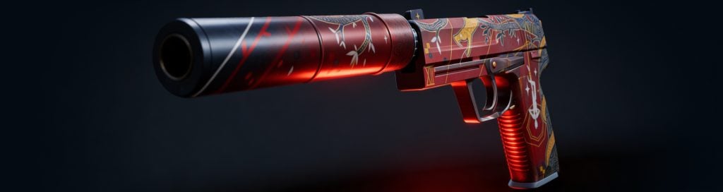 USP-S | The Traitor is a detailed covert CS2 skin featuring golden tarot-inspired artwork